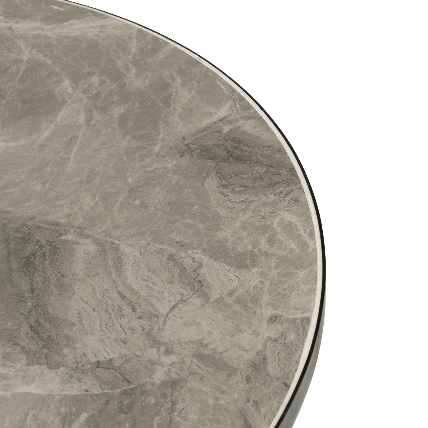 VESTIAMO CASA GIARDINO - Set giardino Bistrot tavolo rotondo 60 cm e 2 sedie in metallo Nero e Top in ceramica Effetto Marmo Grigio